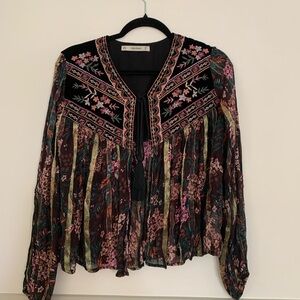 Zara Black and Pink Floral Light sheer Jacket